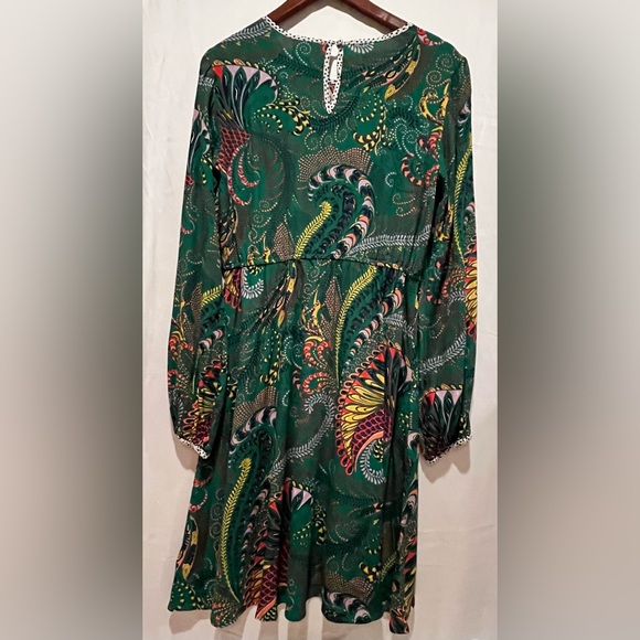 NWOT - Maeve Anthropology Janis Exotic Print Dress w.Waist string - Green - Sz 8 - Picture 7 of 16